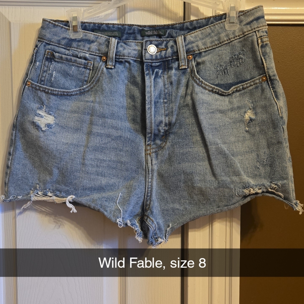 Wild Fable Women's Distressed Denim Shorts - Blue